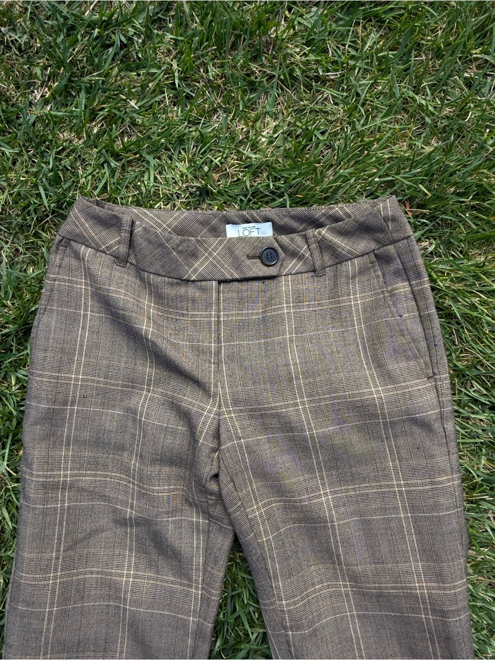 LOFT Brown Plaid Wool Blend Women’s Trousers